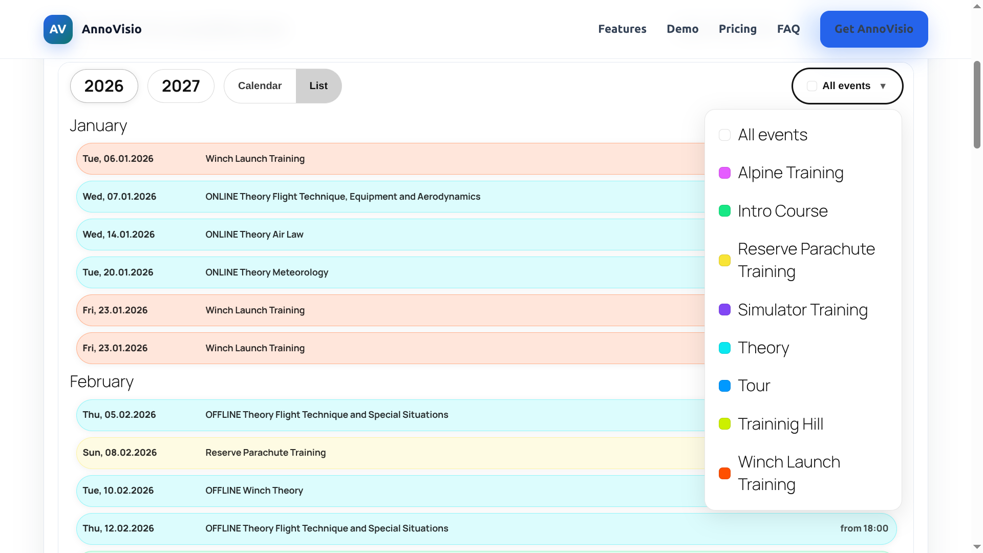 AnnoVisio category filters in the list view